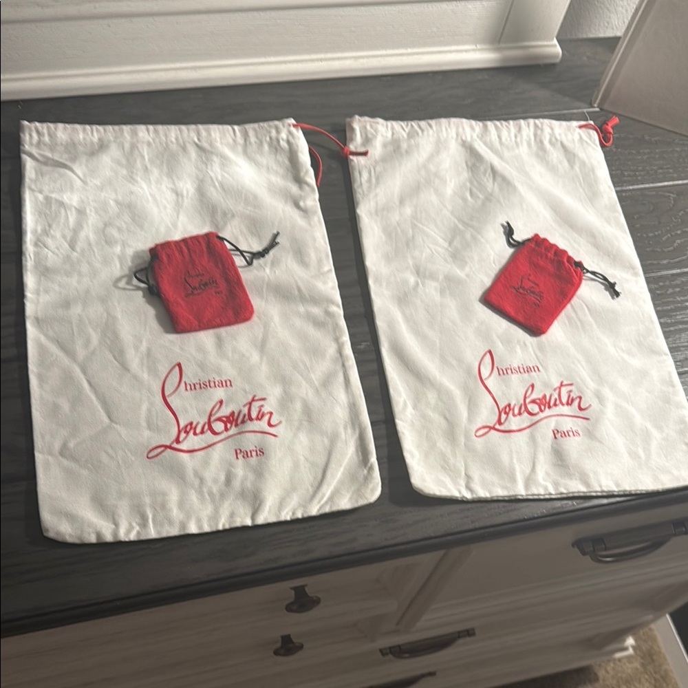 Christian Louboutin White and Red Dust Bags